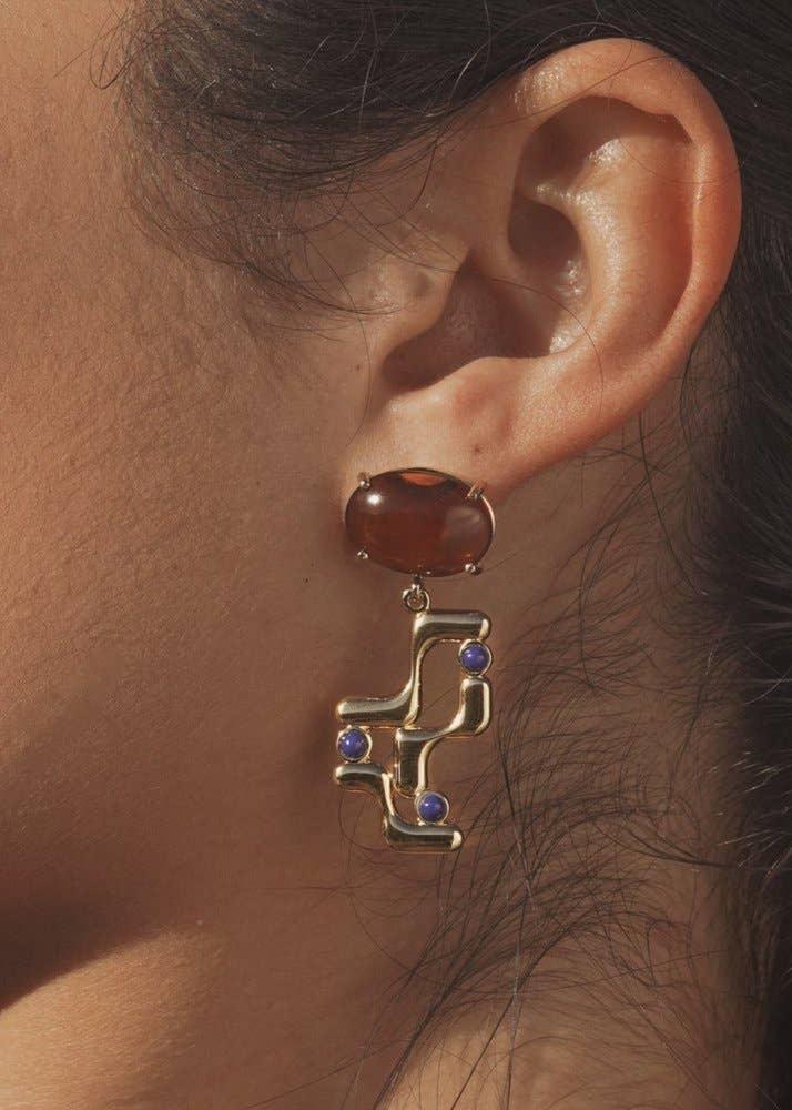 Halsted Earrings in Amber