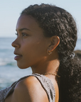 Satsuma gold double hoops by Baleen featured on a model