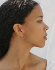 Satsuma hoops in Silver by Baleen shown on a model