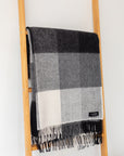 Merino Cashmere Herringbone Throw in Buffalo Check