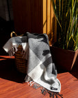 Merino Cashmere Herringbone Throw in Buffalo Check