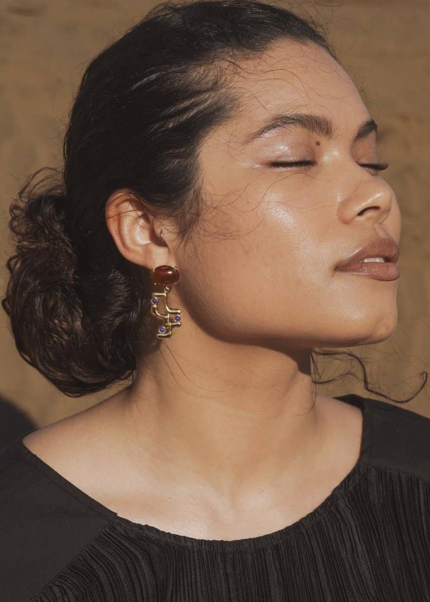 Halsted Earrings in Amber