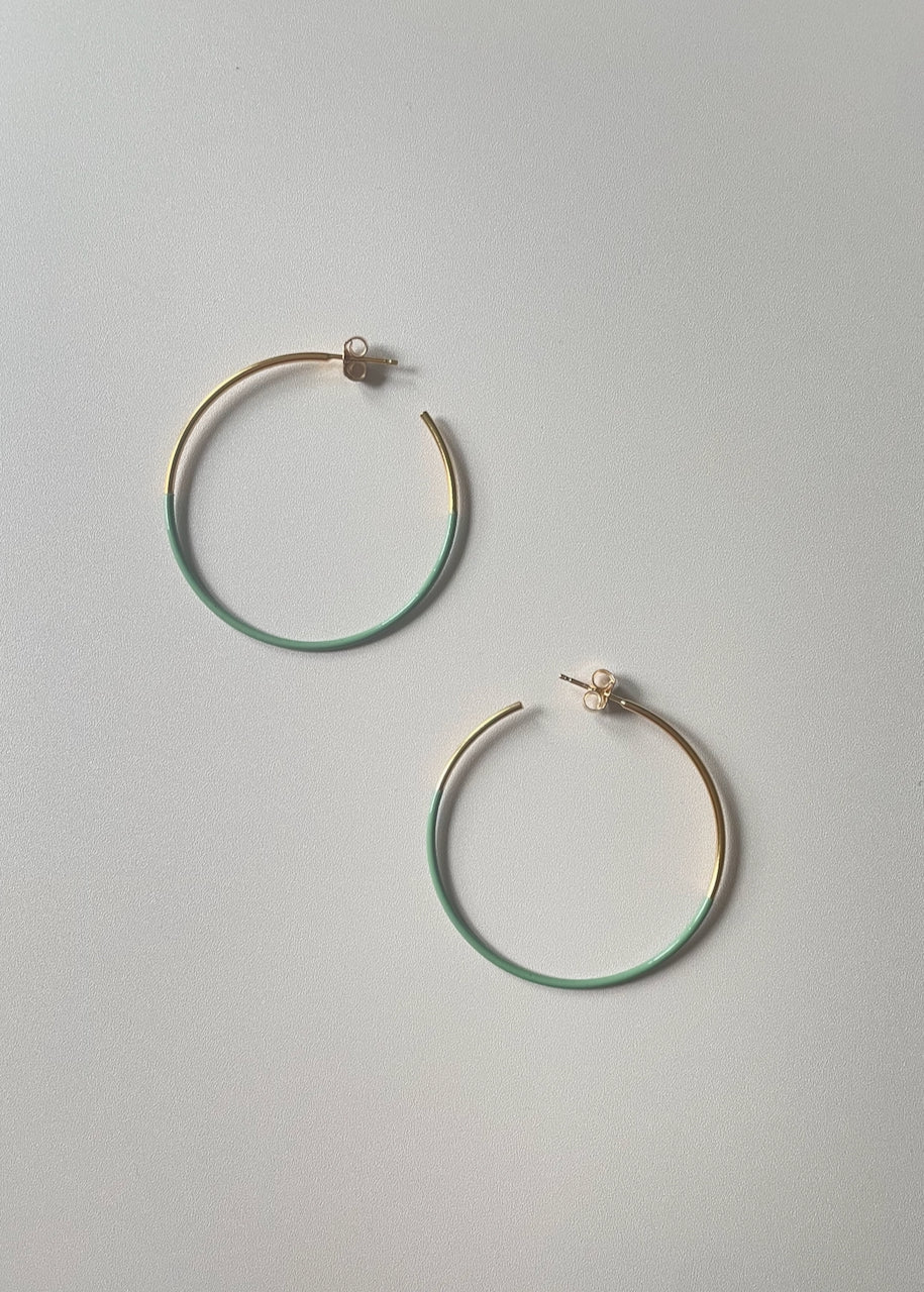 Dipped Leen Hoops in Gold + Mint