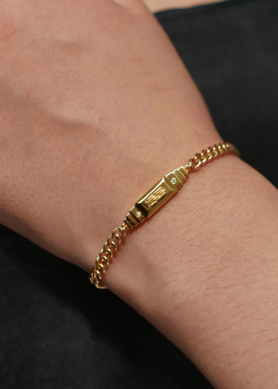 Gold Bar Block Bracelet