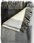 Merino Cashmere Herringbone Throw in Buffalo Check