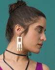 Model Wearing Coyote Earrings