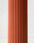 Pleated Pillar Candle in Terracotta