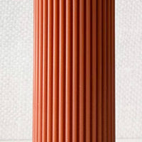 Pleated Pillar Candle in Terracotta