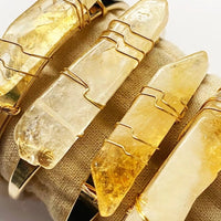 four citrine crystal cuff bracelets