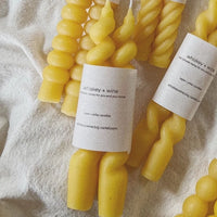 Set of Swirl Taper Candles in Natural Beeswax with Others Surrounding