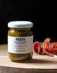 Jar of Pesto in Basil and Lemon Flavor