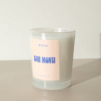 italian inspired candle named Bar Monti with retro inspired colors and font for the label