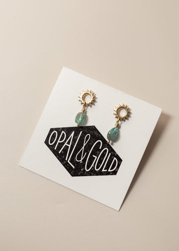 Sun Shower Stud earrings on a jewelry card