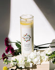 Clear Mind Prayer Candle With Wildflowers Surrounding