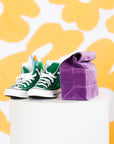 Amethyst Eco-Friendly Lunch Bag next to Green Converse