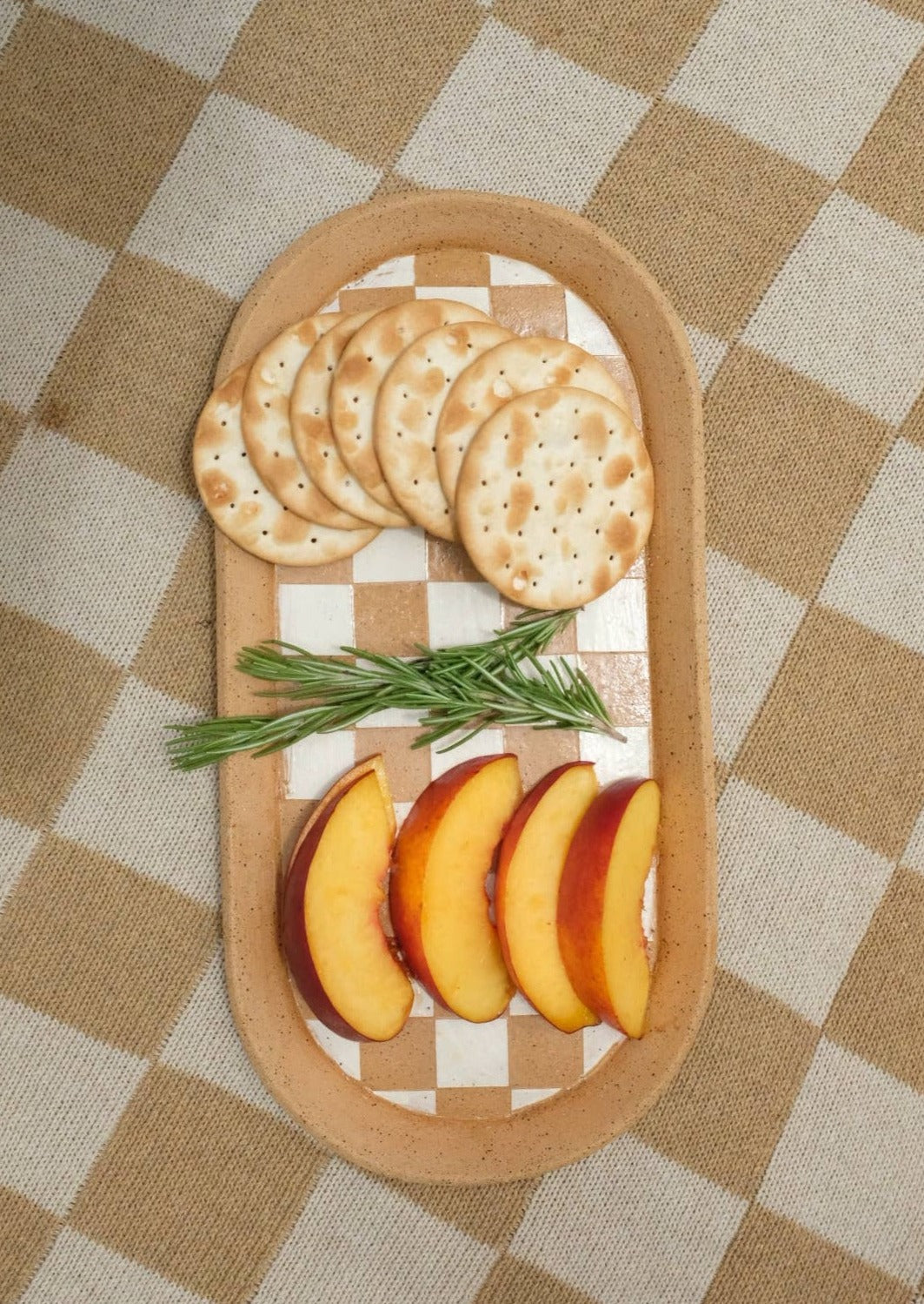 Checkered Tray with Snacks Covering