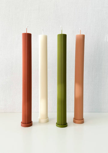 Four Taper Pleated Candles in Various Colors