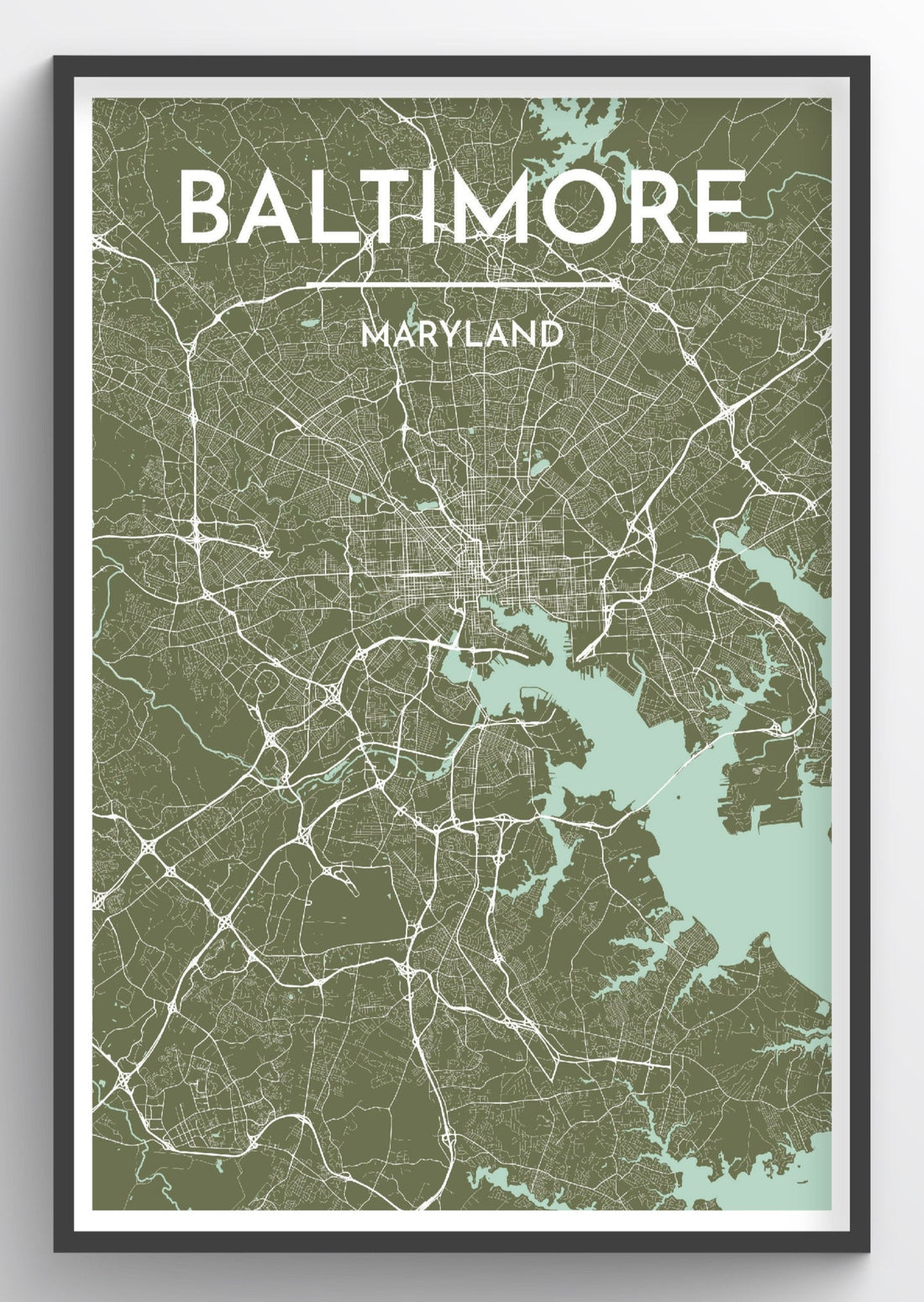 Baltimore Map Print in Sea Green