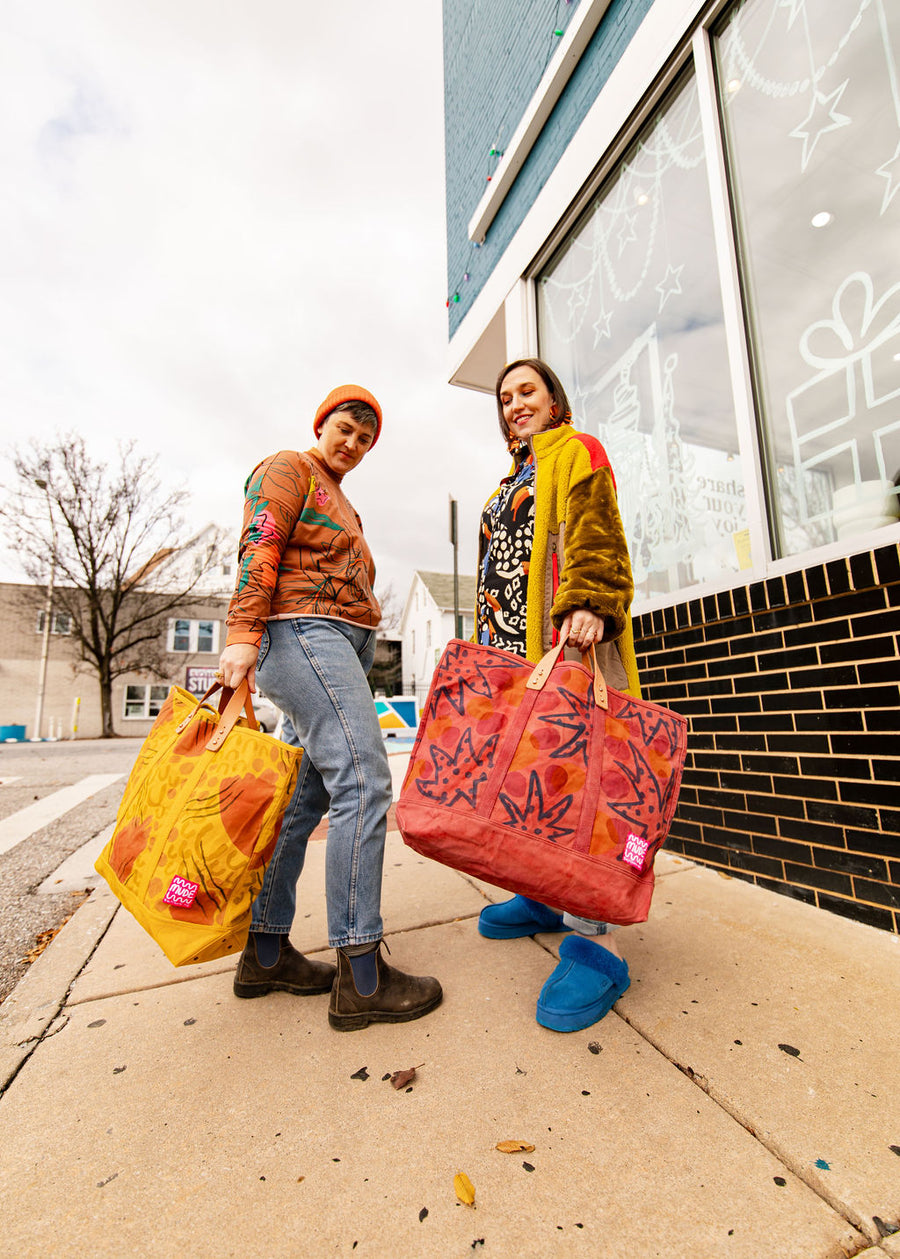 Plum Large East West Tote x Mude Studios