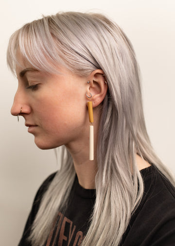 Dahlia Earring in Mustard + Cream