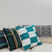 Square African Cotton Fulani Pillow in Checkerboard Motif