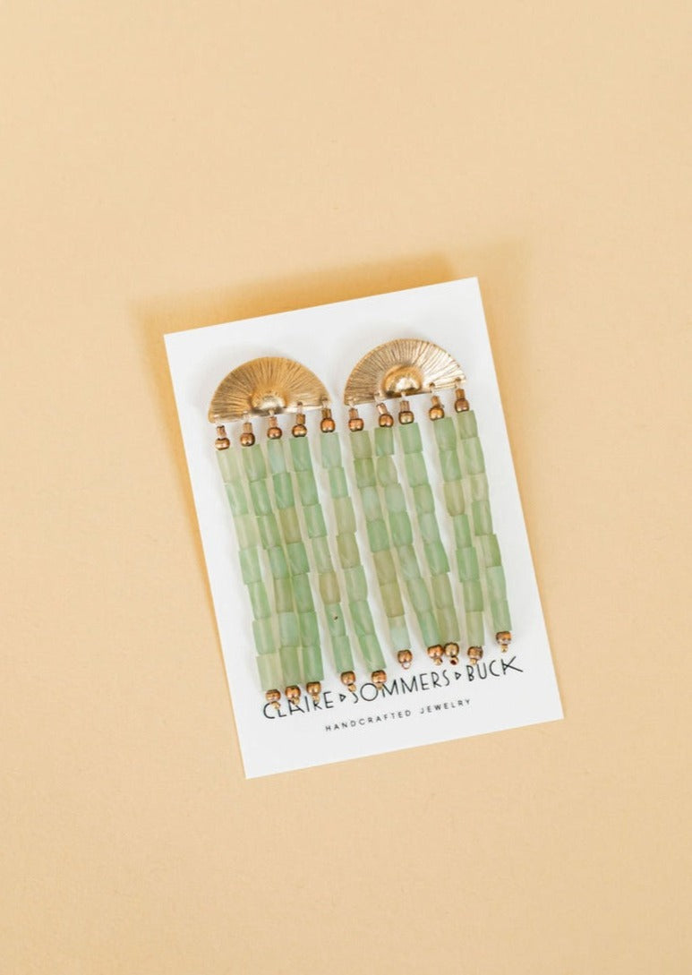 Sacred Root Earrings by Claire Sommers Buck on a jewelry card