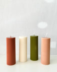 Pleated Pillar Candles in Four Colors