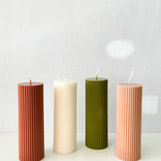 Pleated Pillar Candles in Four Colors