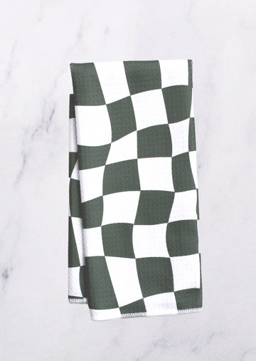 Green Checkers Dish Towel