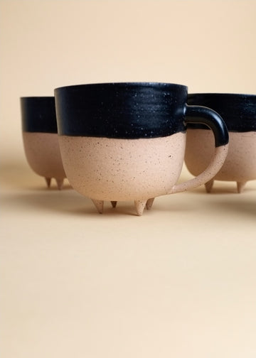 Speckled Footed Mug in Matte Black